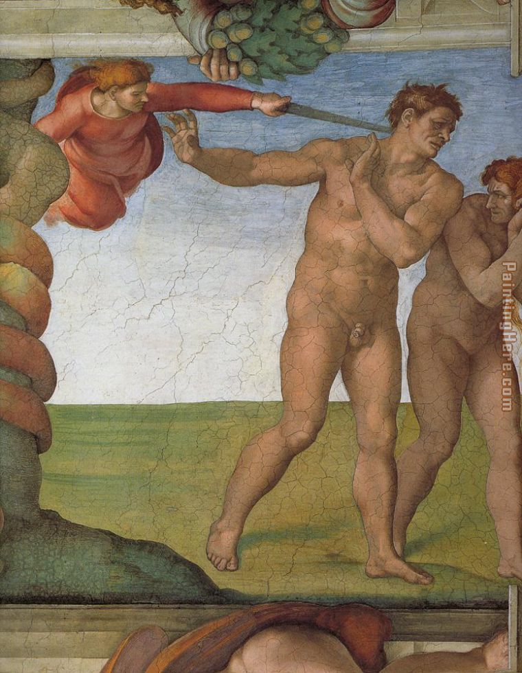 Genesis The Fall and Expulsion from Paradise The Expulsion painting - Michelangelo Buonarroti Genesis The Fall and Expulsion from Paradise The Expulsion art painting